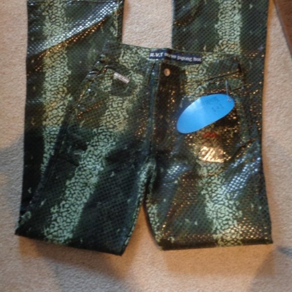 Snakeskin 3/4 jeans NWT green jeans - Picture 4 of 8